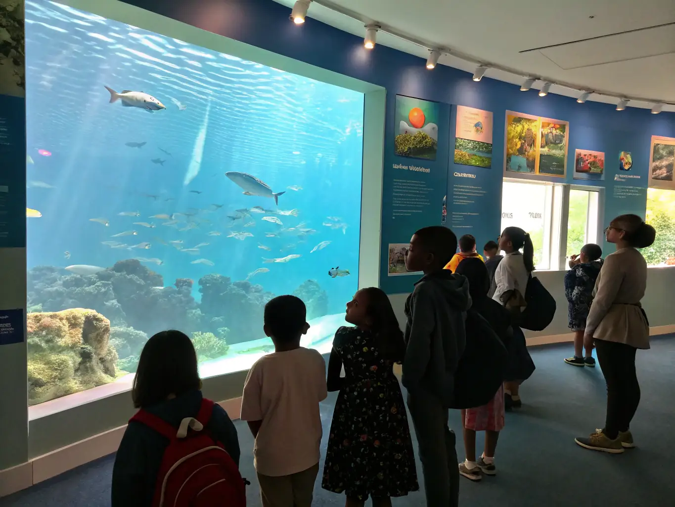 An educational workshop with children and adults learning about aquatic life and conservation techniques.